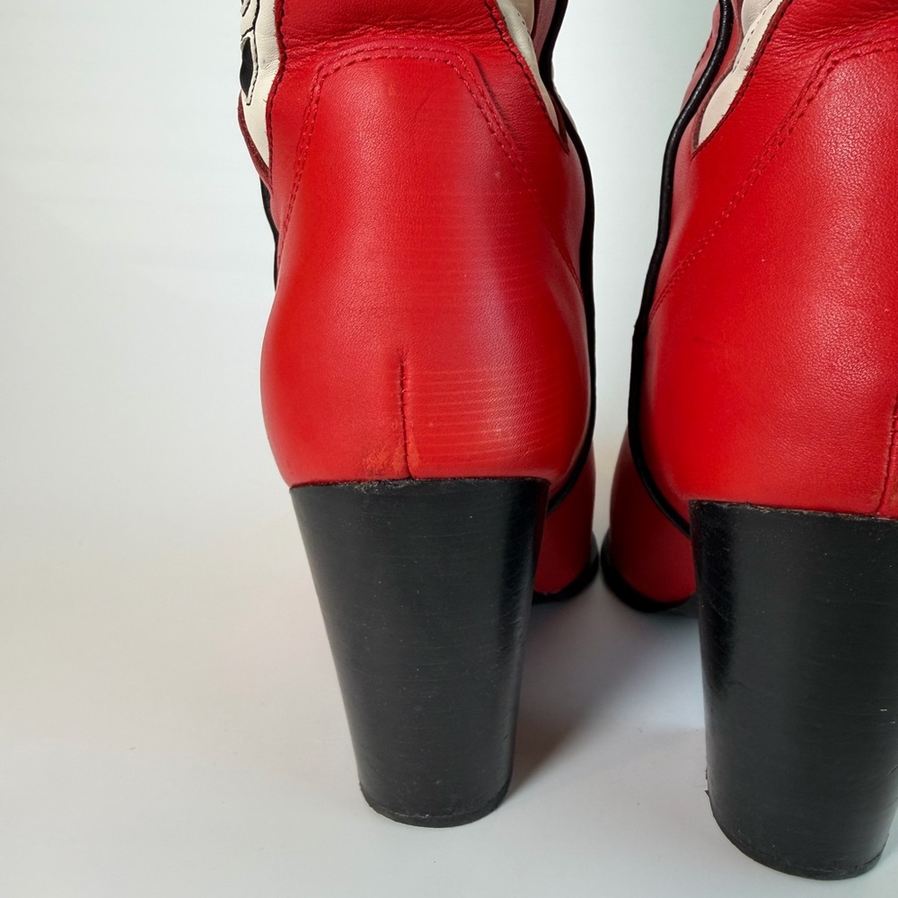 Steve Madden Red and White Western Heeled Boots - Picture 4 of 6